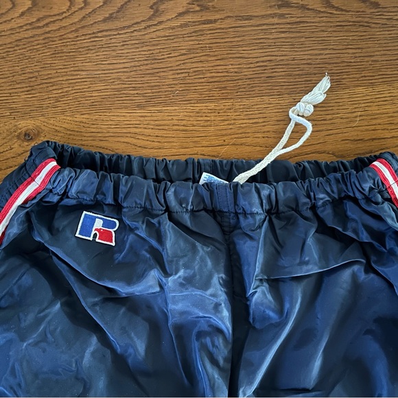 Y2K Russell Athletic strip zip leg athletic windbreaker lined pants - Picture 4 of 11